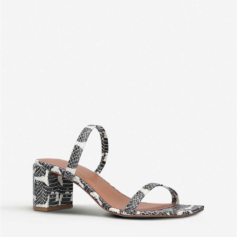 By Far Tanya Snakeskin Print Heeled Sandals